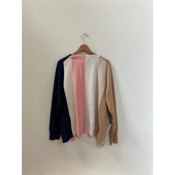 Anthropologie Paper London Dolly Striped Cardigan Sz Small Color Blocked Preppy - Picture 3 of 8